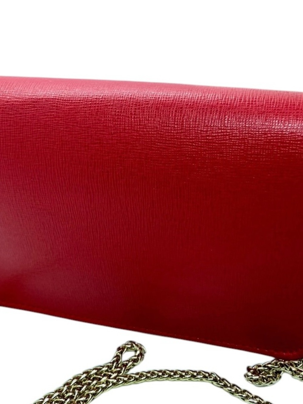FURLA Giulia Red Leather Shoulder Crossbody with Gold Chain NIB - Picture 7 of 9